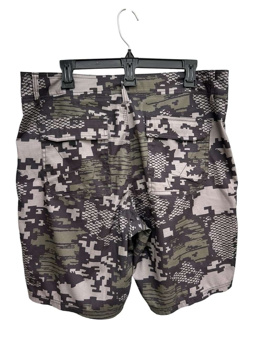 Aftco Tactical Fishing Shorts Men's 34 Ripstop Cargo Camo Green Gray